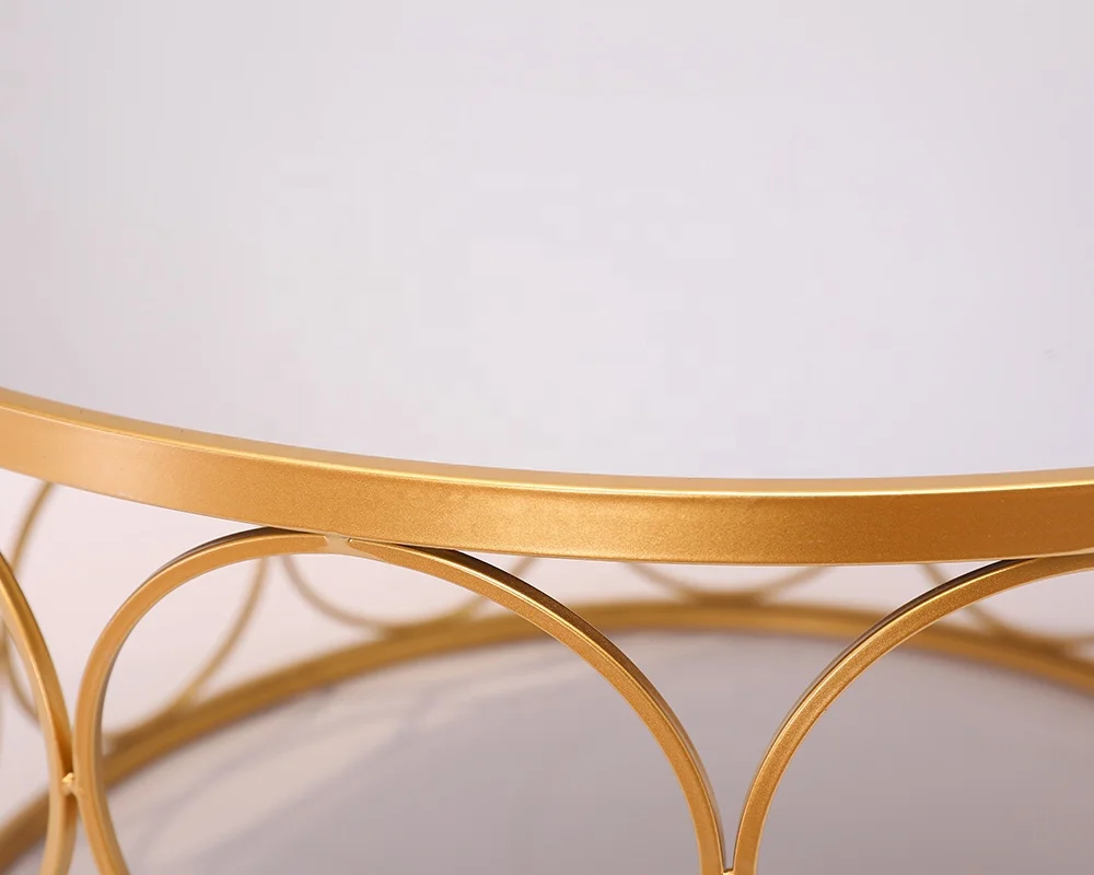 Factory direct luxury low round table mirror design central living room console table