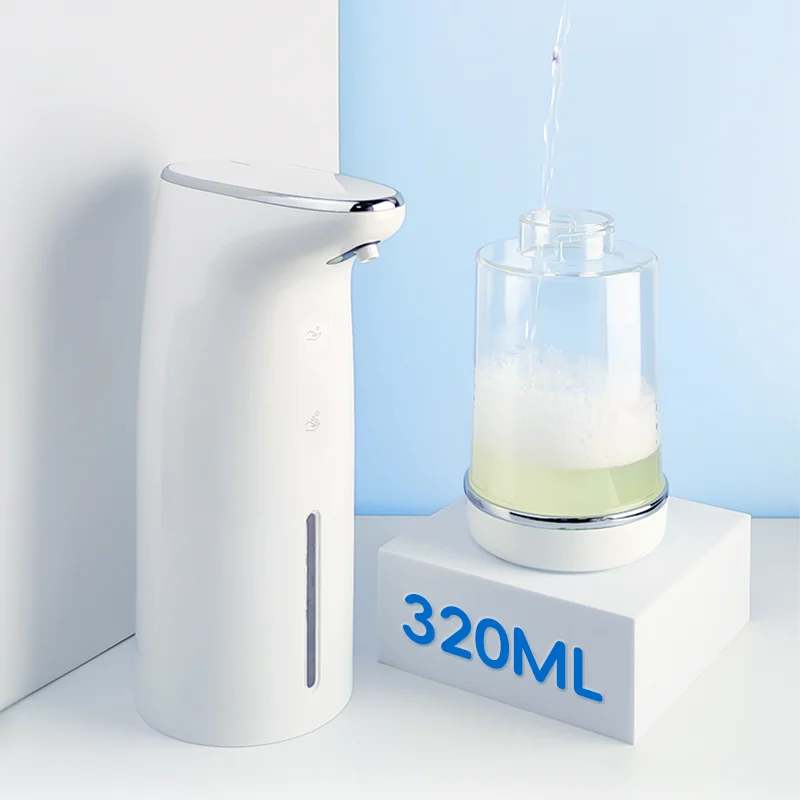Factory Wholesale OEM Bathroom Countertop Rechargeable Foam Hand Soap Dispenser 320ml Handsfree USB Automatic Soap Dispenser