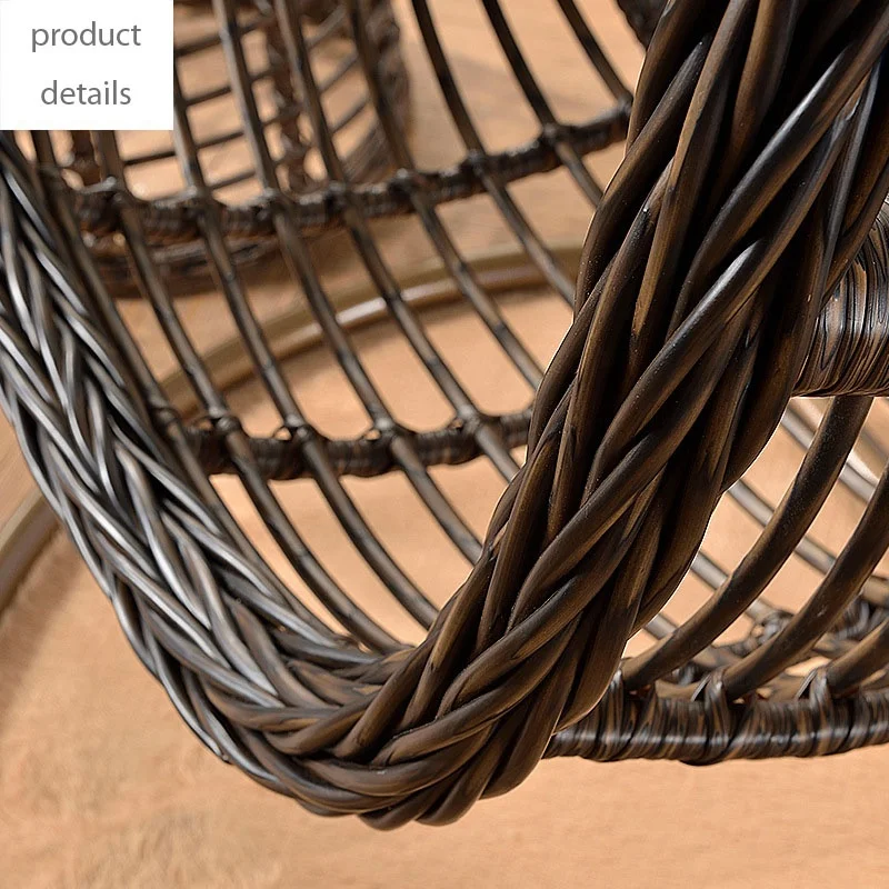 Outdoors Rattan Swing Chair Hanging Egg Shaped for Adult Indoor Balcony Furniture Single Plastic Egg Chair with Cushion Pillow