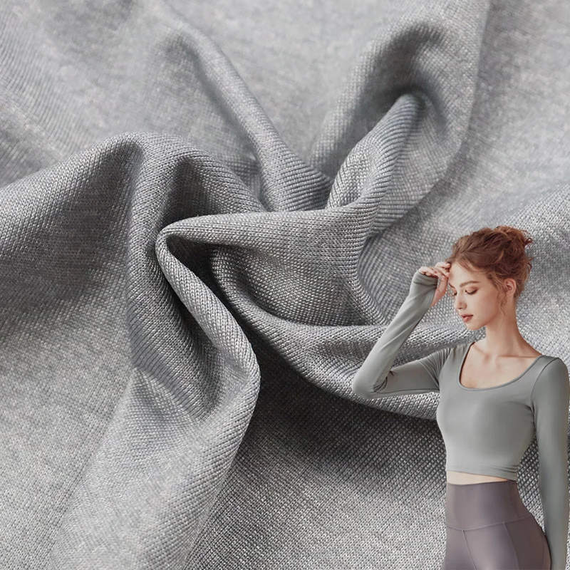 Дышащая нейлоновая ткань 50% полиэстер 38% спандекс 12% 70/30 Глянцевая трикотажная для йоги и спортивной одежды