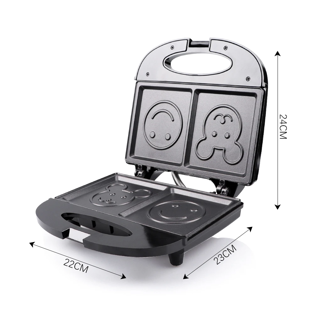 Logo Hot Non-Stick Grilled Panini Press Hamburger Waffle Electric Breakfast sandwich toaster maker