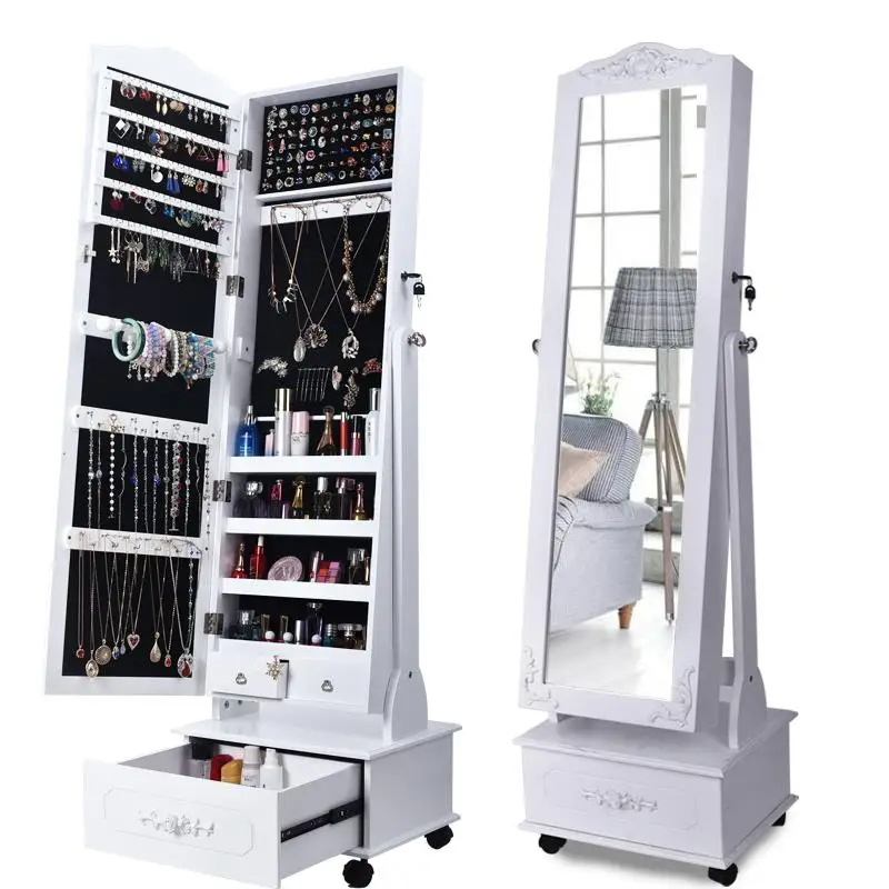 Bedroom Furniture New Design Full Length Jewelry Cabinet with Mirror High Quality Wooden Home Furniture Customized Logo Modern