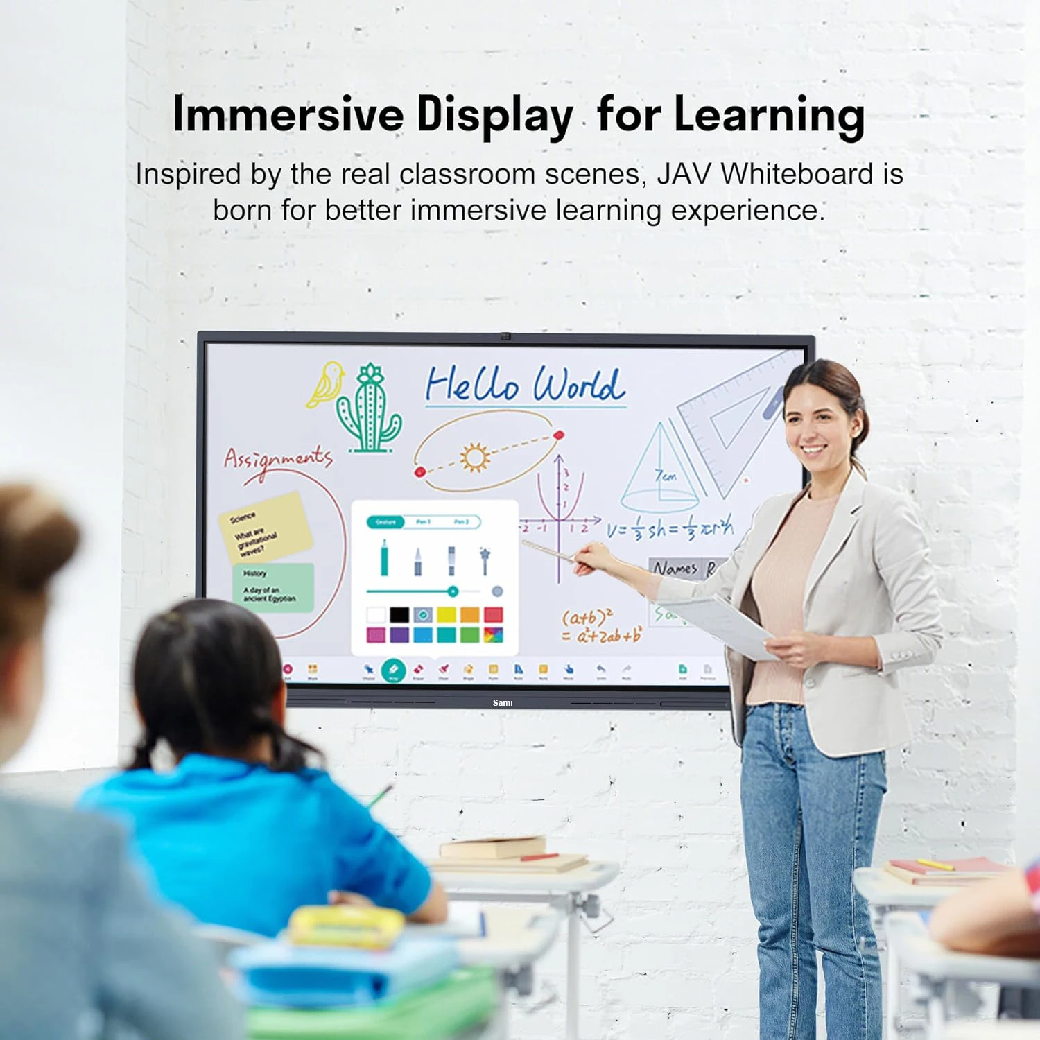 Samidisplay OEM 65 75 85 Inch School Teaching All In One Digital Smart Board Portable Interactive Flat Panel Whiteboard