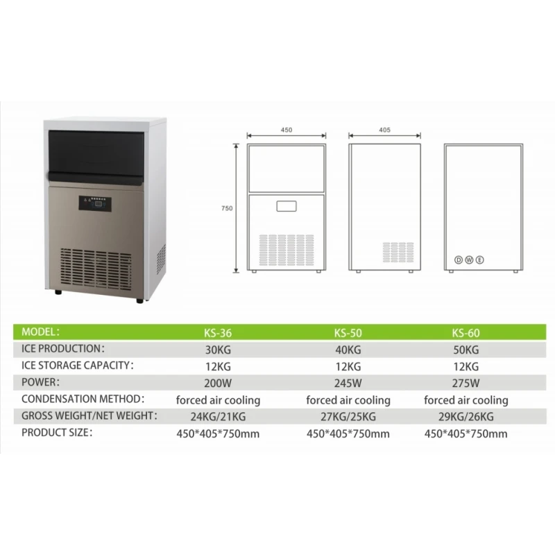 Vanace KS-36 30 KG/Day Commercial Square Ice Maker Machine with Touch-pad Control