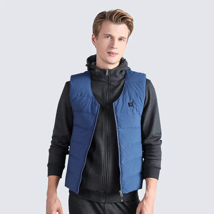 
 Безрадиационный зимний чистый черный мужской пуховой жилет с электроподогревом Одежда Мужской жилет с подогревом  