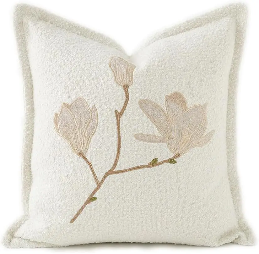 Home Decor Fine Thread Flower jacquard Pillowcase Embroidery Throw Pillow Covers 18x18 Cushion Cover