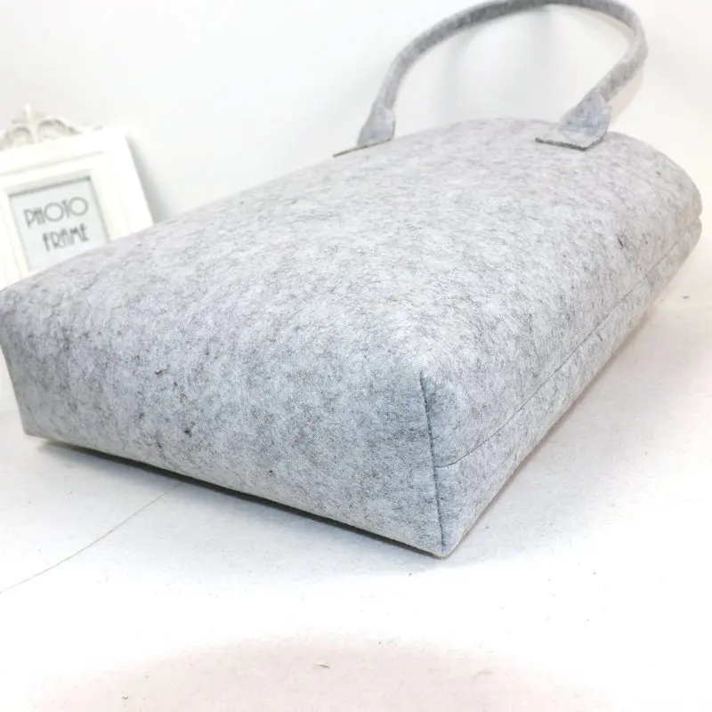 Storage Reusable Solid Color Two Shoulder Straps Felted Tote Shopping Bags