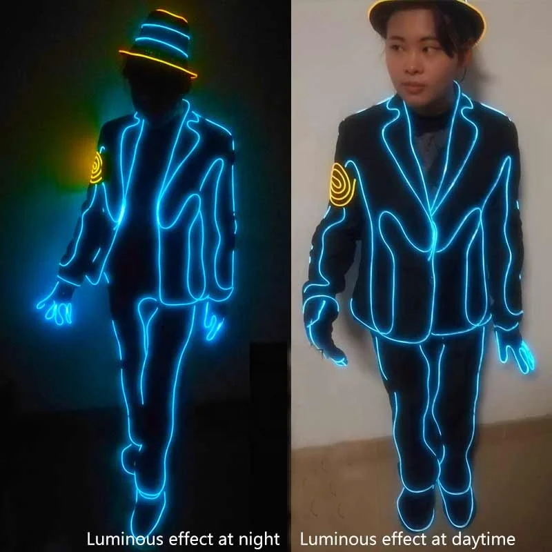 Jazz fluorescent dance performance costume props LED luminous suit Laser electric dance performance EL luminescent MOQ 1