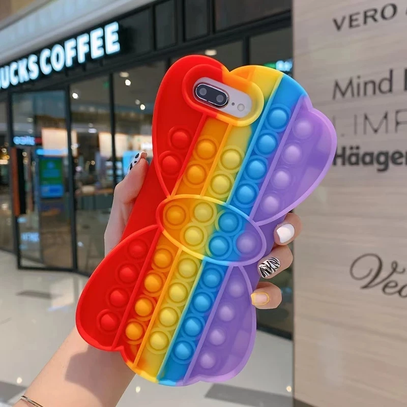 Чехол для телефона Relive Stress Fidget Toys Push It Bubble Iphone 6 6s 7 8 Plus X XR XS 11 12 Pro Max 3D мультяшный силиконовый