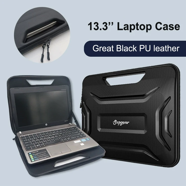 13 inch Great PU Leather Material Custom Moulded EVA Handle HP Laptop Hard Carrying Case