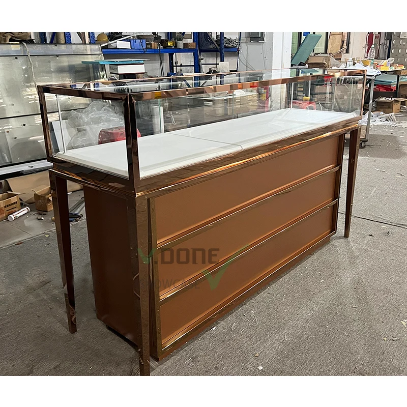 Customized Retail Jewelry Watch Shop Design Jewellery Display Counter Cabinet Wrist Watch Display Showcase Interior Decoration