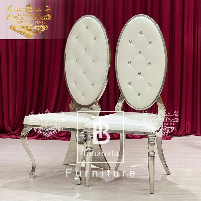 High back silver stainless steel cheap throne chairs wedding luxury