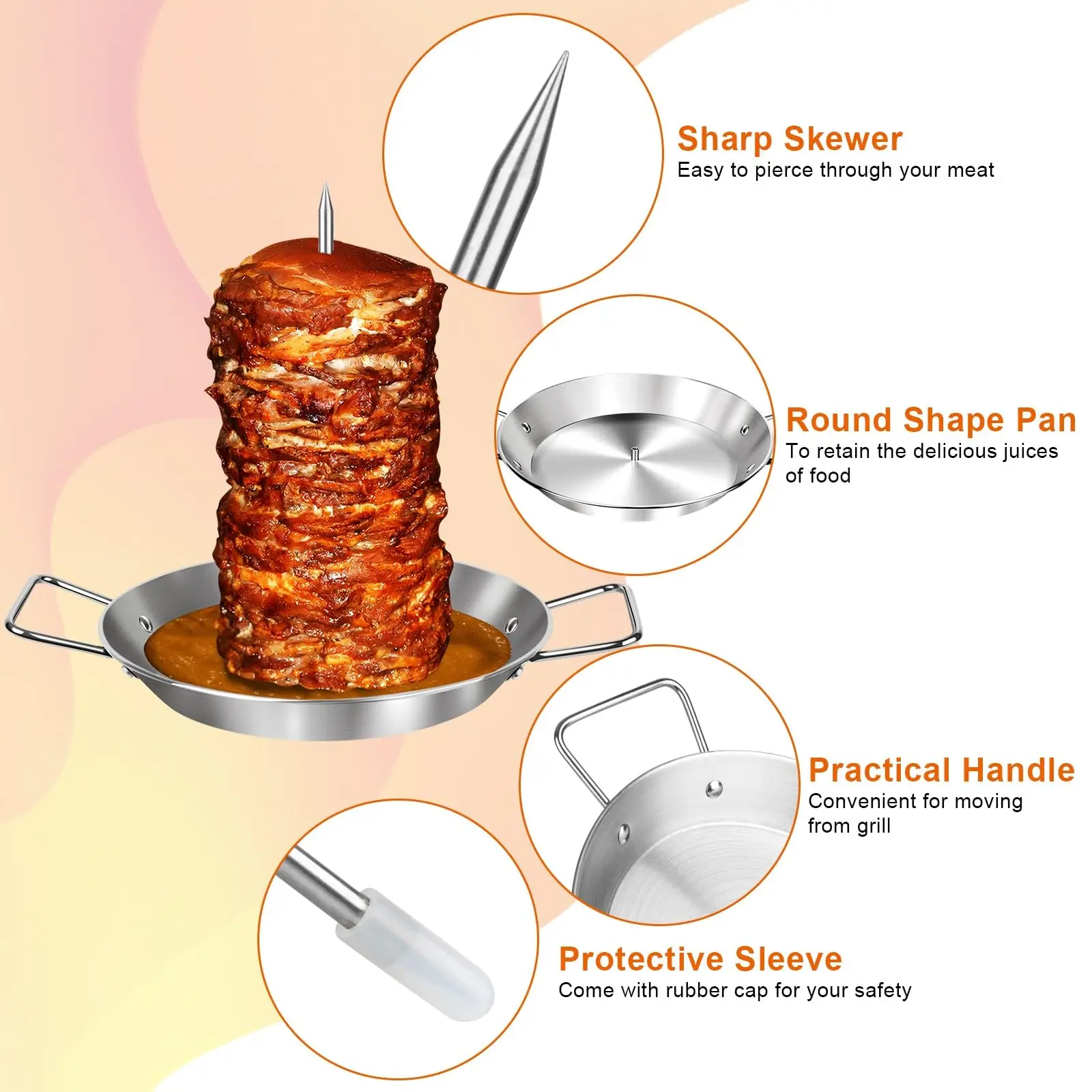 Vertical Meat Rack Stainless Steel Barbecue Grill Roast Chicken Rack Vertical Skewer BBQ Plate