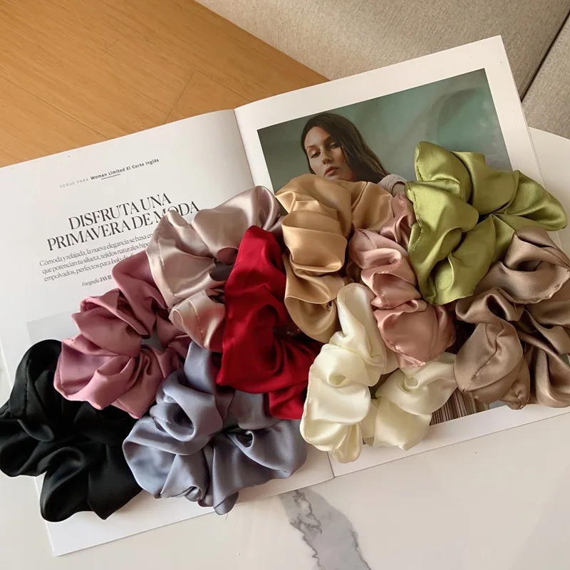 lovely fashion Silk Scrunchies hair band custom logo Women Hair Accessories silk scrunchies 1cm/2cm/3cm/4cm/5cm/6cm