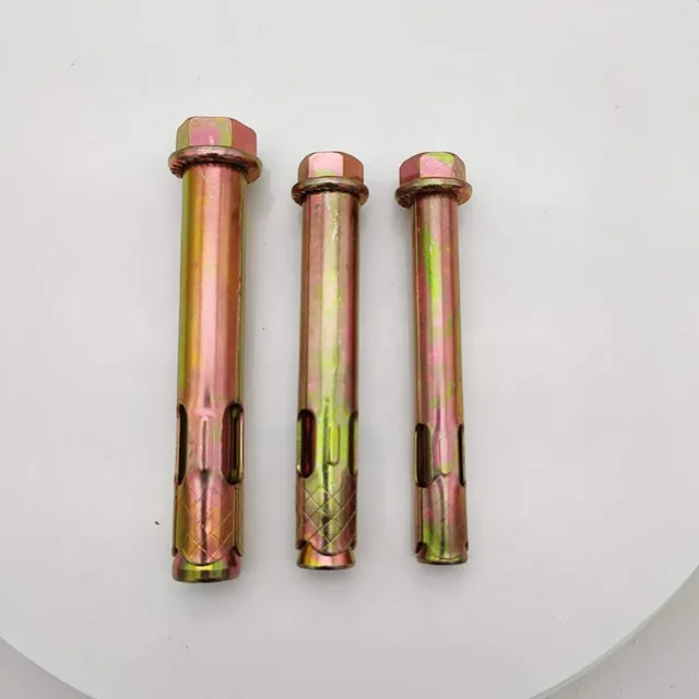 Yellow Zinc Plated Sleeve Anchor Bolts With Hex Flange Nut