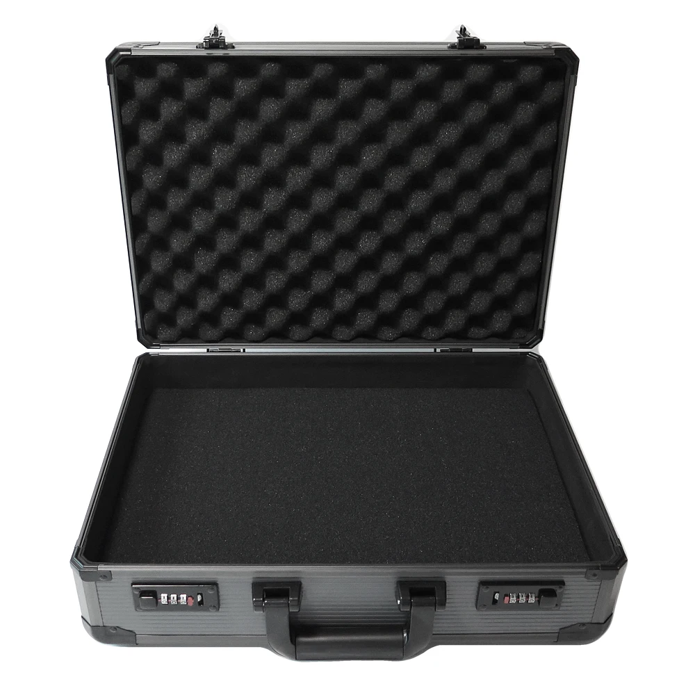 Темно-серый персонализированный портативный алюминиевый ящик для инструментов для камеры, алюминиевый портфель, кейс для инструментов