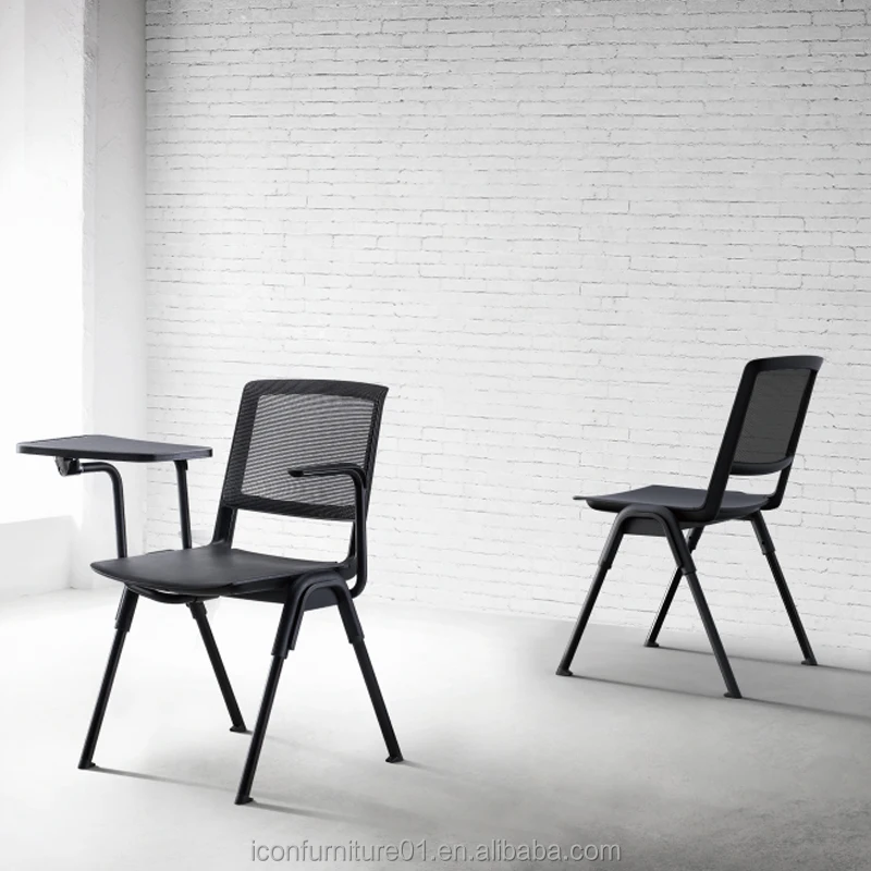 Metal Stacking Visitor Conference Meeting Chair With Writing Pad Table Pp Stackable Office Training Chair For Training Rome