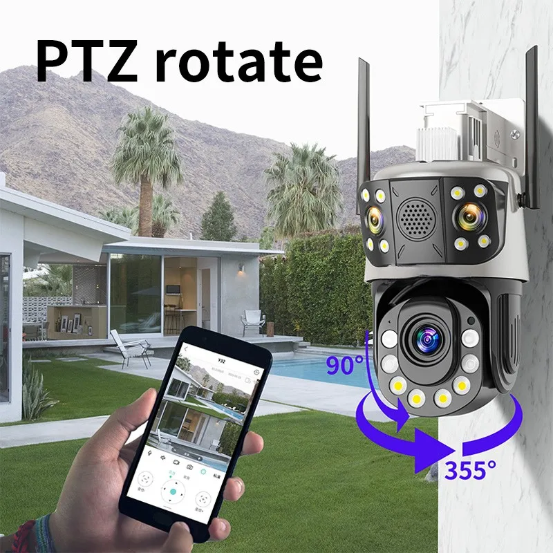ICsee 12MP Outdoor Wireless WiFi 4G CCTV PTZ Camera Three Lens 50X Zoom CCTV IP Security Surveillance Camera