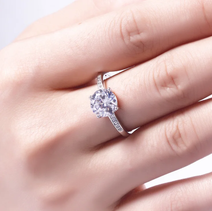 UNIQ 925 стерлингового серебра 1 25 CT круглый косынка кубического циркония обручальное кольцо с