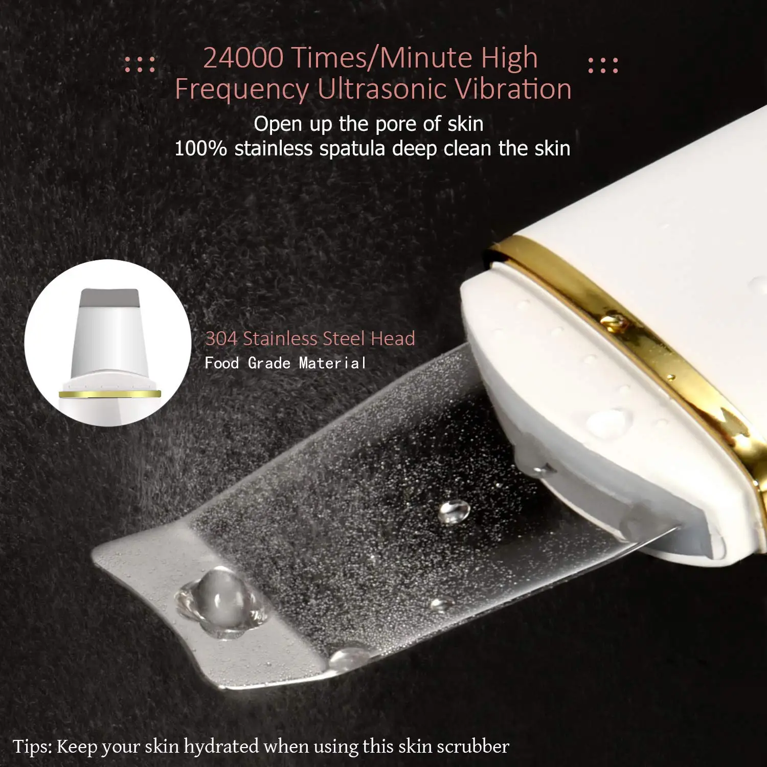 Home beauty equipment skin care Facial Deep Cleansing Ultrasonic Facial Scraper Skin Scrubber