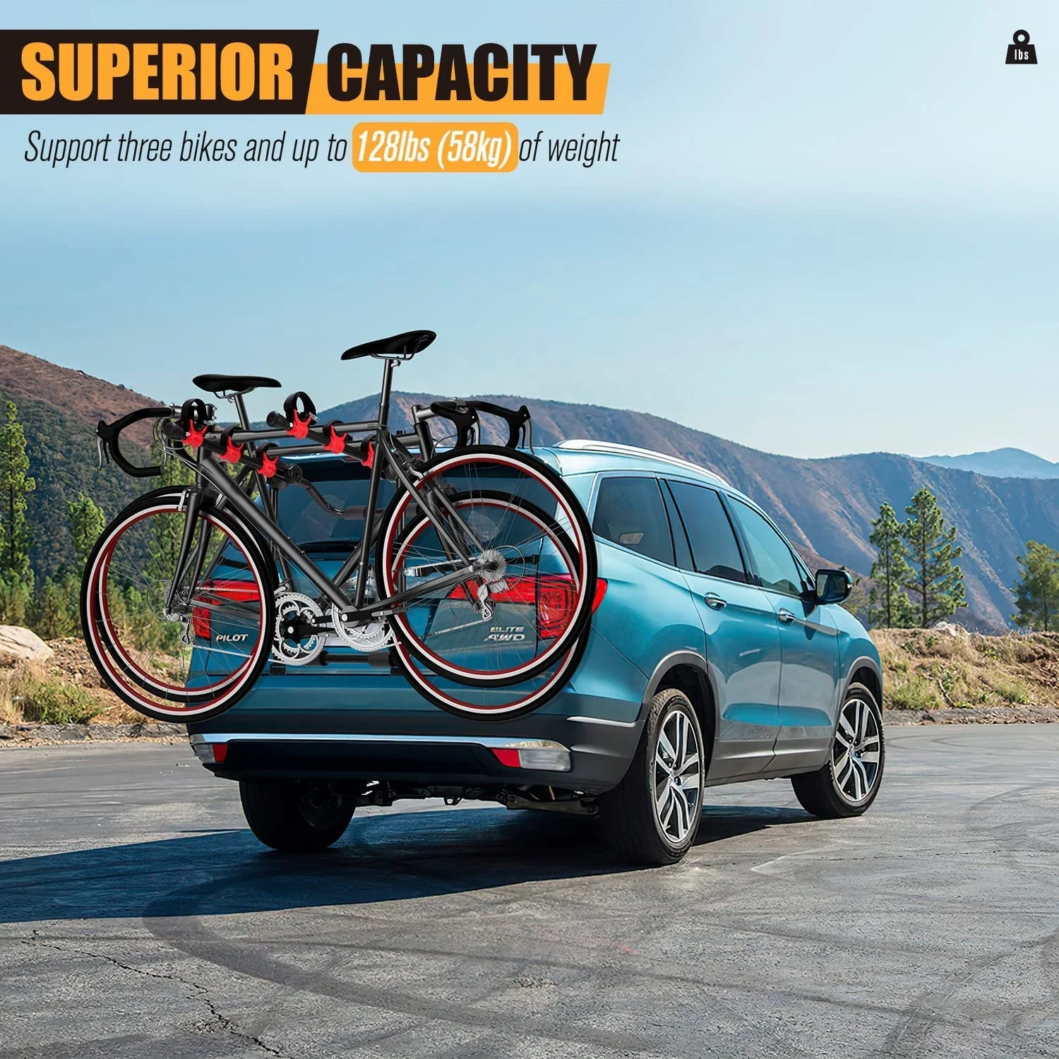 U Style Bicycle Car Carrier Rack Steel Rear Mounted Bike Carrying Rack For 3 Bicycles Rack