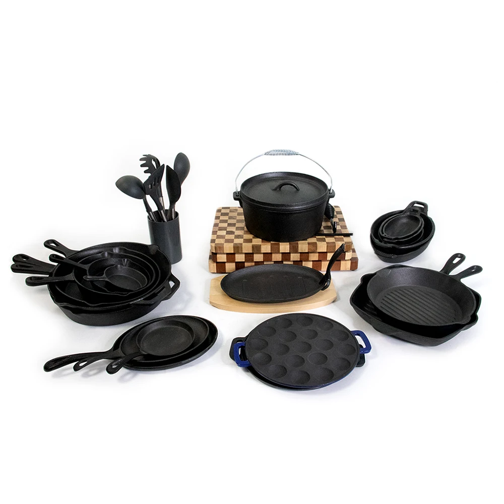 Mcooker Cast Iron Pot Pan Preseasoned Cast Iron Cookware Set with Kitchen Tools