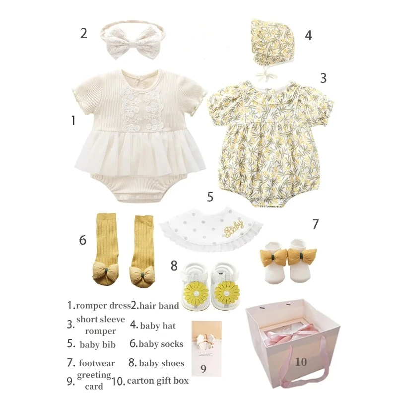 Girls Fashion Oeko-Tex Certified Baju Bayi New Born Cotton Clothing Newborn 0-3 Months Baby Romper Gift Box Sets