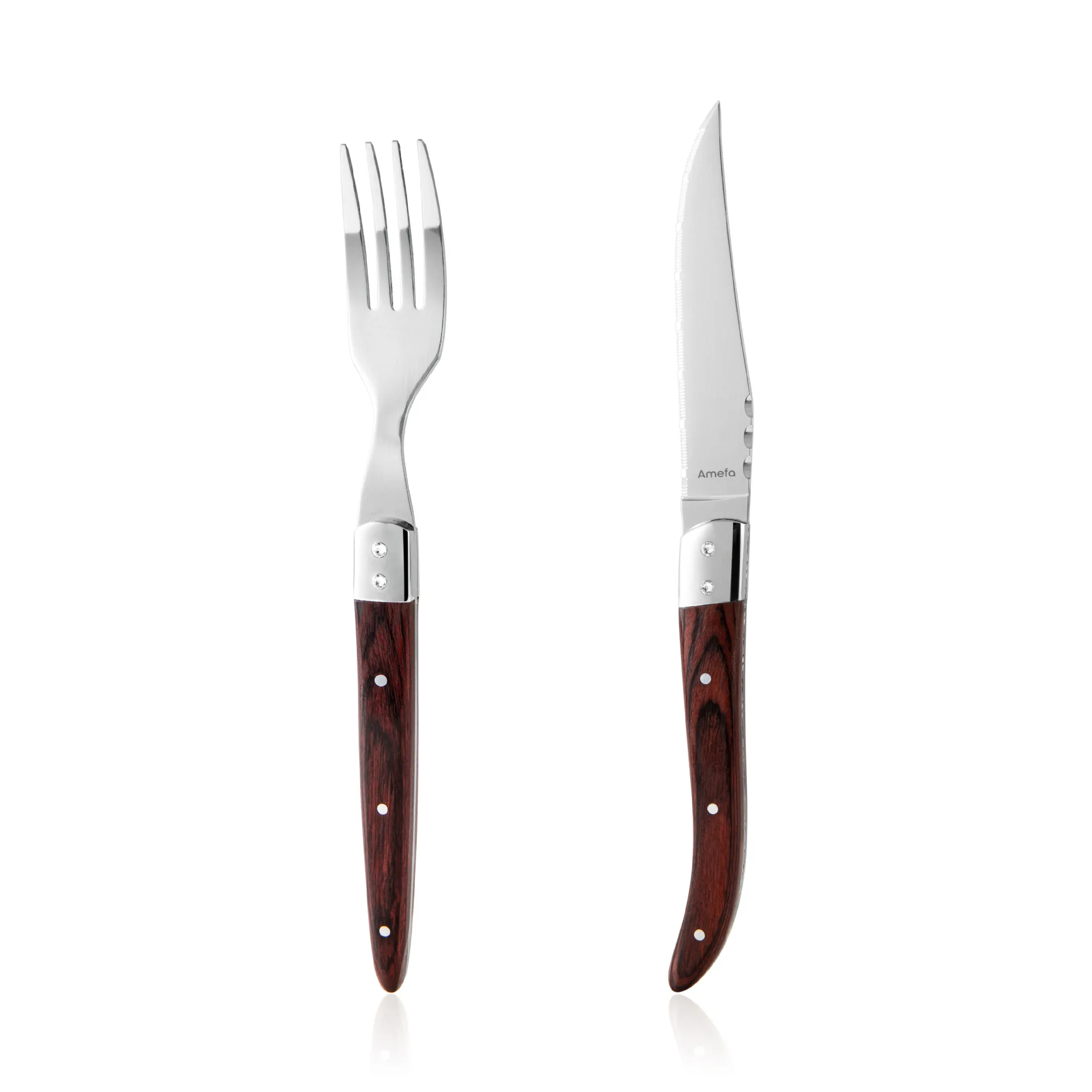 High-end solid wood wooden handle stainless steel serrated steak knife Wooden handle Western knives