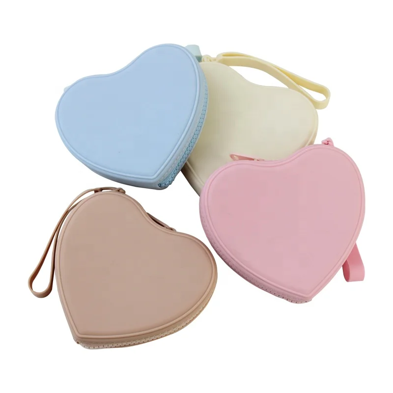 Hot Sales Silicone Heart Shaped Coin Purse Wallet Zipper Purse Mini Coin Pouch Wallet