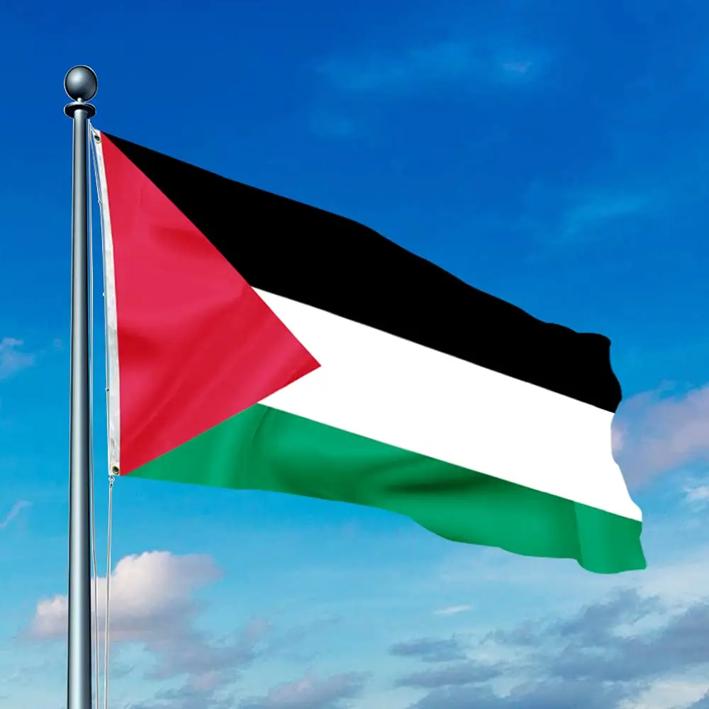 Red White Green Black Flag Flying National Custom Palestine Flag