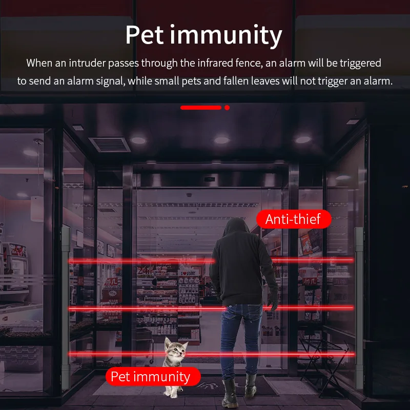 Photoelectric Infrared Beam Detector anti intrusion RF433MHz 5-120m Waterproof Anti tamper Smart home security alarm system