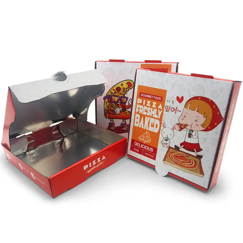 Biodegradable Corrugated 6 7 8 9 10 12 14 18 Inch Thermal Insulation Pizza Box With Logo Food Grade Custom Pizza Box
