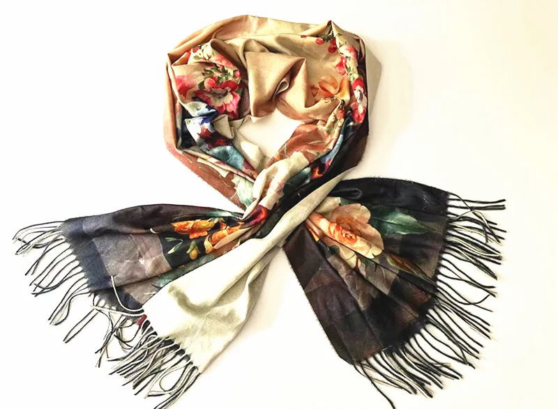 print cheap double sided custom Long Knitted Scarves Autumn rave purple Pashmina Jacquard Shawls wholesale