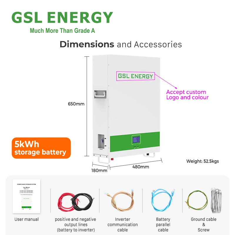 GSL энергия глубокого цикла жизни 100ah 200ah 2800ah 48v 51 2 v 5kwh 10kwh 15kwh солнечной энергии хранения литиевая батарея Powerwall