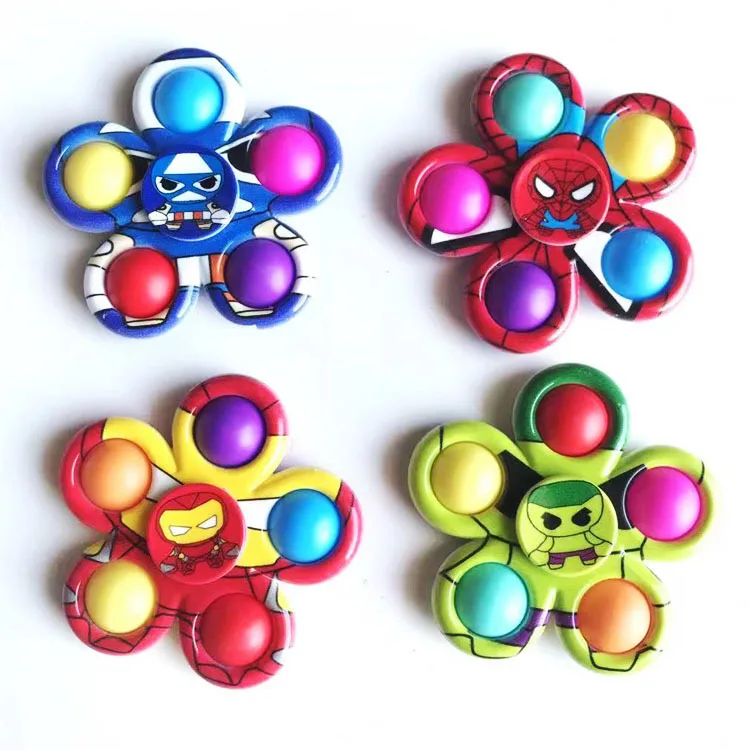  2021 new arrivals anti-stress silicone sensory popper push bubble hand 1 piece pop fidget spinner for kids