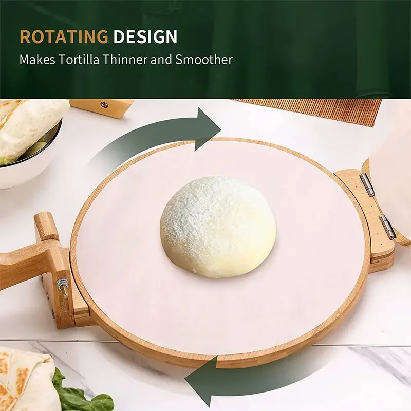 Bamboo kitchen cake press simple wind household manual wood dumpling wrapper tortilla press pizza press and Tortilla Maker