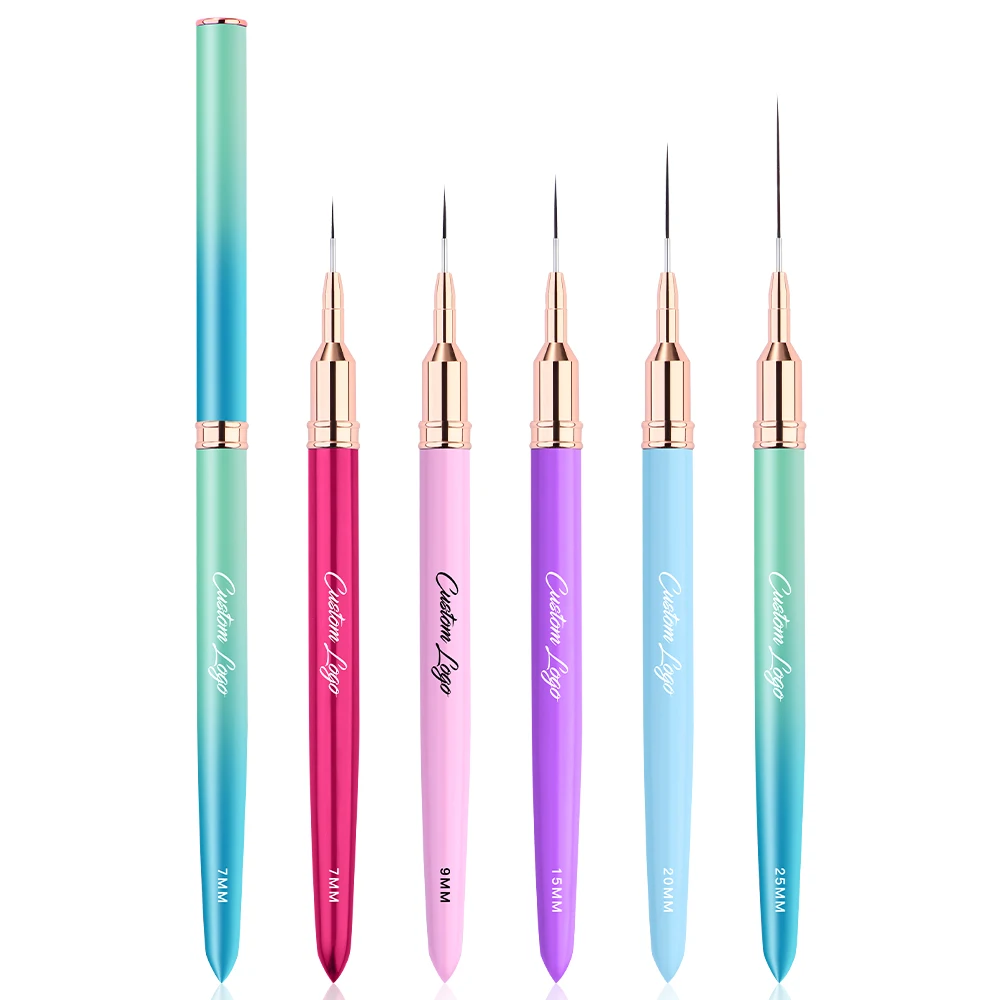 5 Color in 1 set Nail Liner Pen Custom Logo Nail Art Brushes Super Thin Liner 7mm 9mm 15mm 20mm 25mm Liner Nail Art Brush Set (1600696287236)