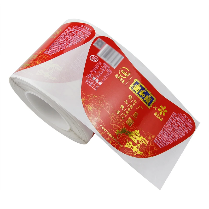 Custom Printed Waterproof Adhesive Vinyl edible oil bottle Sticker Label for Food Packaging