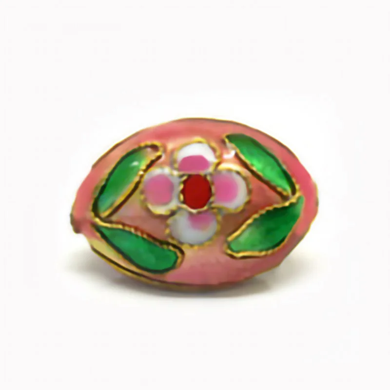 Wholesale handmade Cloisonne 20x13mm flat oval loose bead metal beads in assorted colors for jewelry making