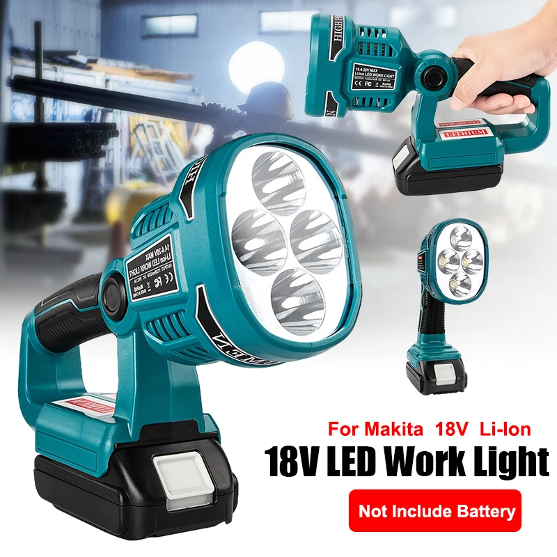 12W 1120 LUMEN LED Spotlight Work Light Replace For Mak ita 14.4V 18V BL1830B BL1430B Li-ion Battery Torch