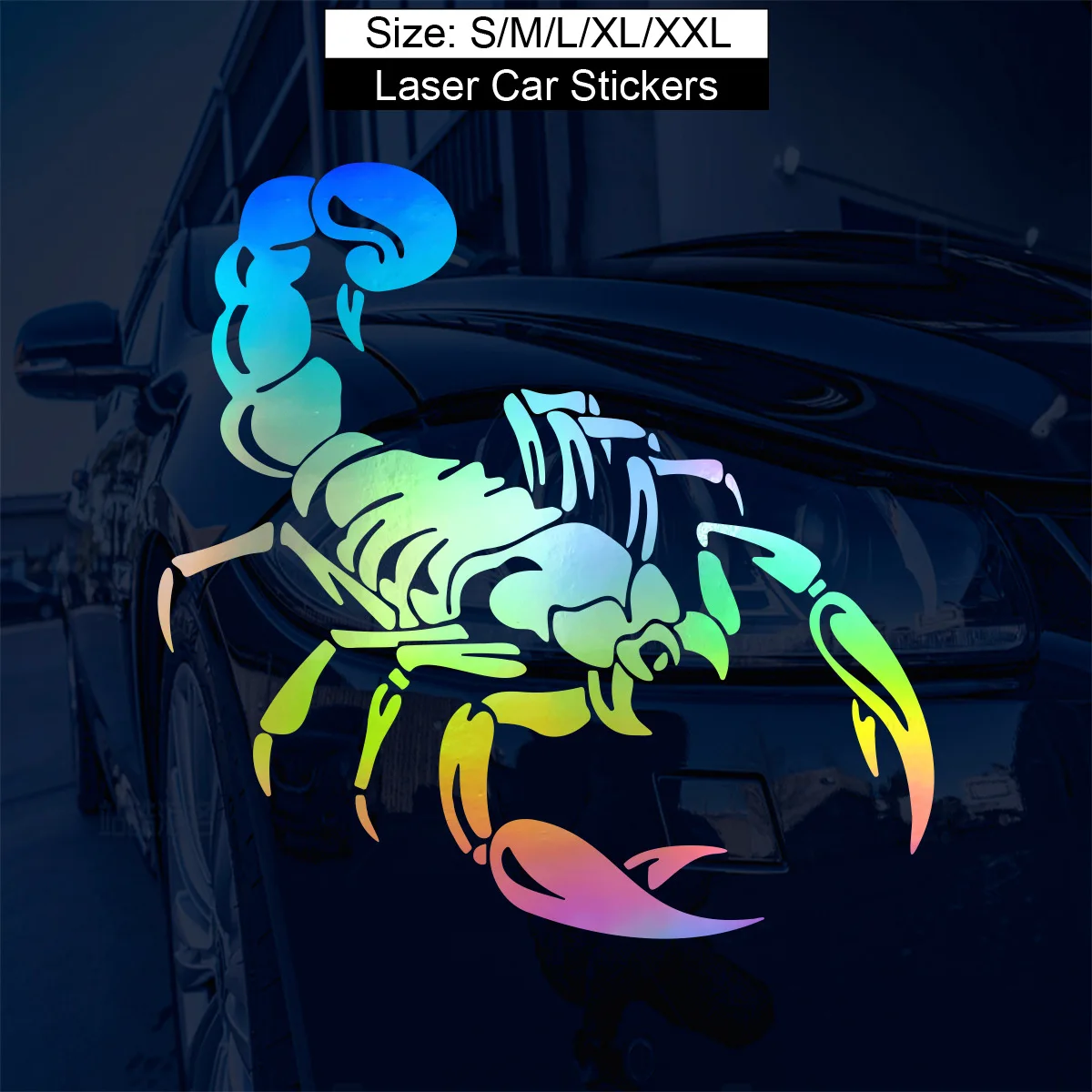 New 28.5cm* 28.5cm Pattern Animal Scorpion Car Sticker Hood Spare Tire Car Sticker Reflective Fun Waterproof 3m Glue Sticker Car