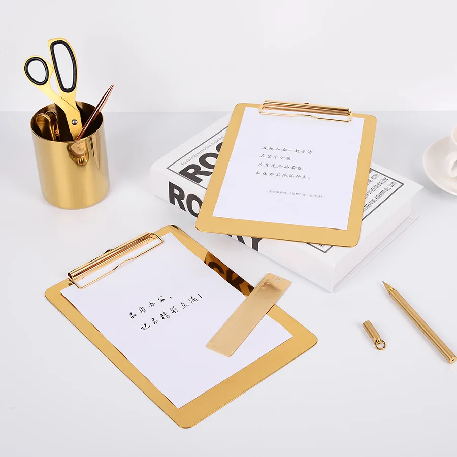 Maxery High Quality Stationery Gold  Office Student Stationery Waterproof Clipboard Folding Clipboard Folding For Business
