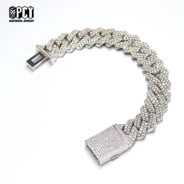 Wholesale Custom Iced Out Miami Cuban Link Chain Bracelets Necklaces Zircon Copper Hip Hop Fine Jewelry Unisex Jewelry