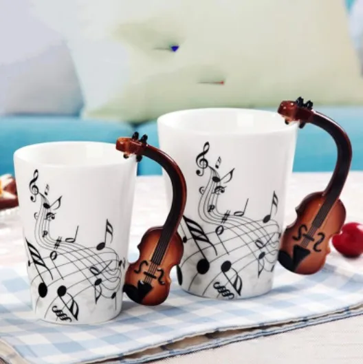 Magic cartoon 3D ceramic music cup milk cup violin music coffee cup creative Mug