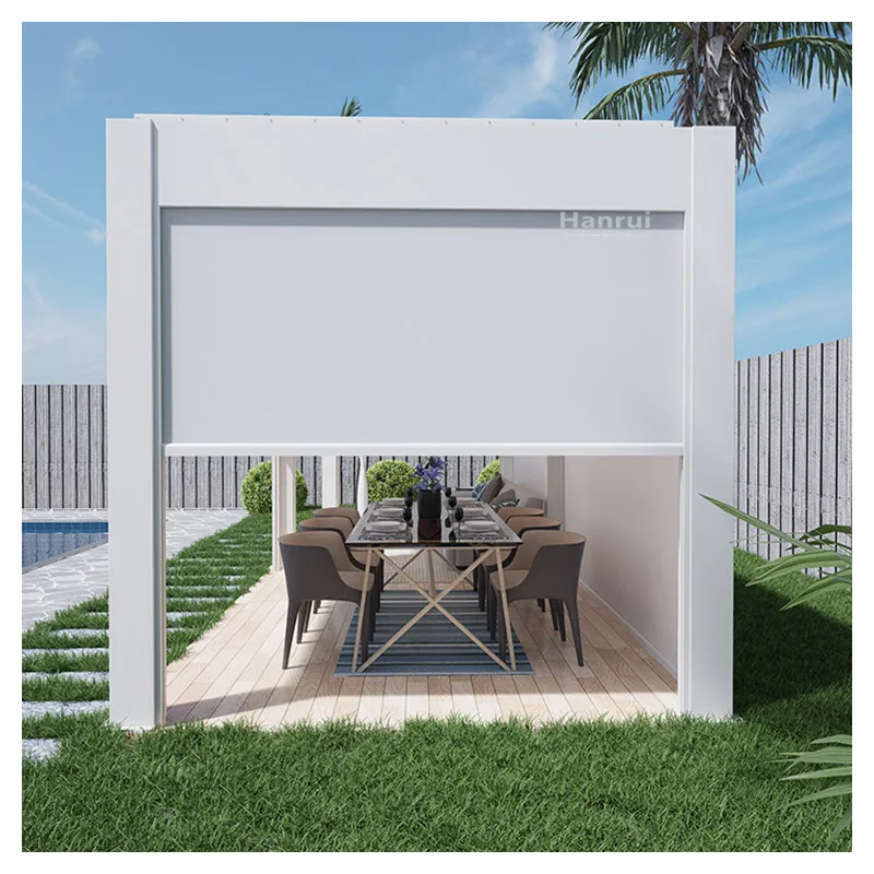 customized waterpoof automatic aluminum roof pergola outdoor  durable and solid aluminum louvered roof pergola for swimming pool