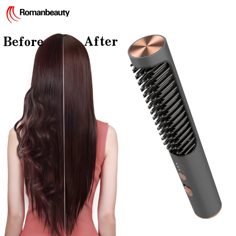 Intelligent New Arrivals Cordless Hair Straightener Brush With Precise Temp Setting Hair Straightener Comb