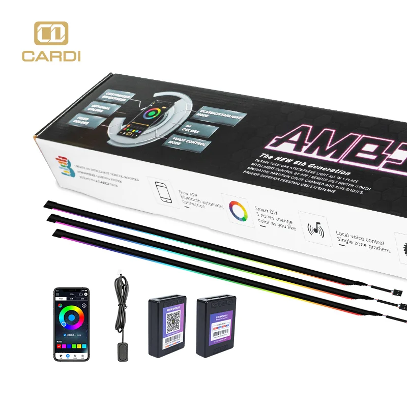 Автомобильные светодиодные ленты CARDI K4, декоративное освещение для интерьера, 12 В, RGB, подсветка для автомобиля