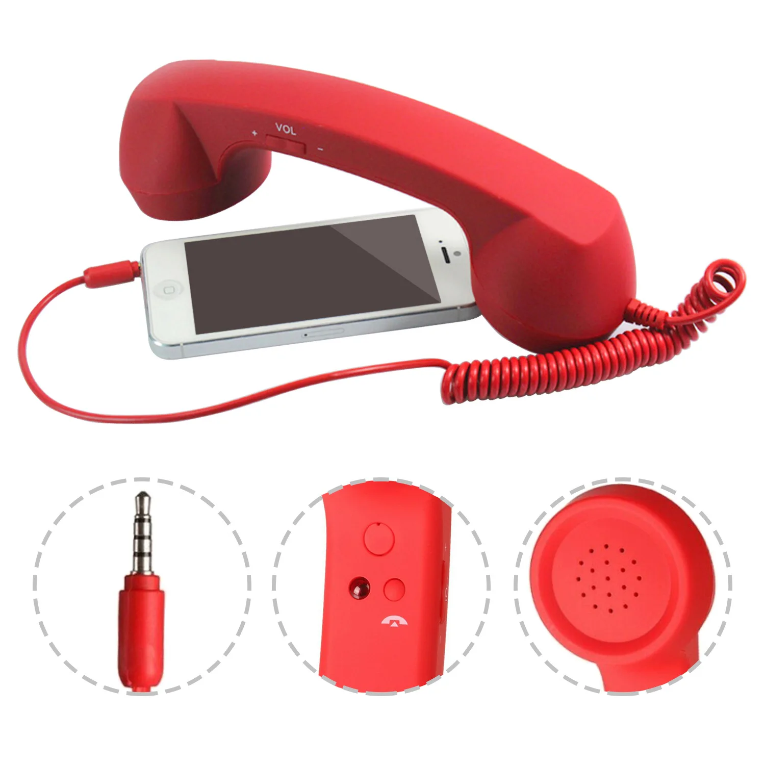 
3.5mm Retro Phone Telephone Receivers Cellphone Handset For iPhone/iPad/Samsung PC Portable Classic Headphone 