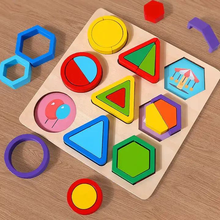 Custom Children Early Educational Geometry Shape Cognitive Sorting DIY Jigsaw Puzzle for Kids