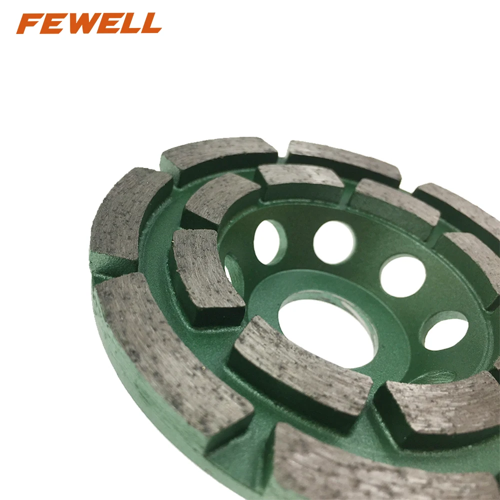Silver brazed 4inch 100**8*5*20mm diamond double row grinding cup wheel for concrete stone